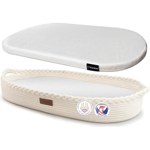 Yunioo Baby Changing Basket, Portable Diaper Changing Pad, Moses Basket for Newborns, Changing Table Topper for Baby Nursery, Waterproof Travel Pad Cover