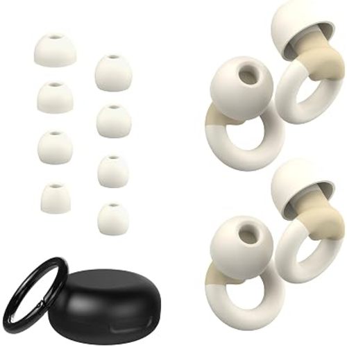 JUSTRVN Ear Plugs for Sleeping, 2 Pairs of Reusable Earplugs for Noise Reduction 25dB-30dB with 8 Ear Tips, Soft Hearing Protection Ear Plugs for Concert,Noise Sensitivity, Study & Work