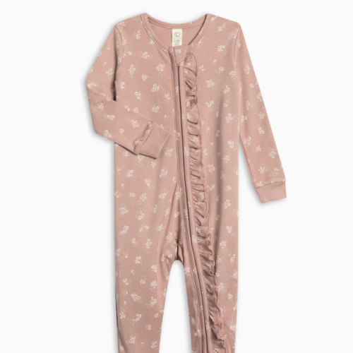 Neve Ruffle Organic Cotton Zipper Footie