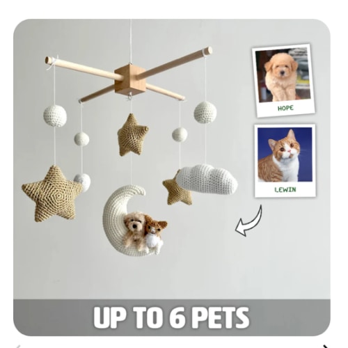 Pet Moon Brown | Custom Crochet Pet Nursery Baby Mobile – My Dollfy
