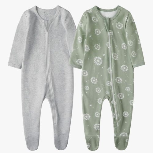 O2 BABY Baby Boys Girls Organic Cotton Zip-Front Sleeper Pajamas, Footed Sleep 'n Play