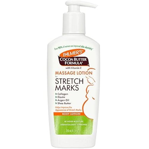 Palmer's Cocoa Butter Formula Massage Lotion For Stretch Marks, Pregnancy Skin Care, Belly Cream with Collagen, Elastin, Argan OIl and Shea Butter, 8.5 Ounces