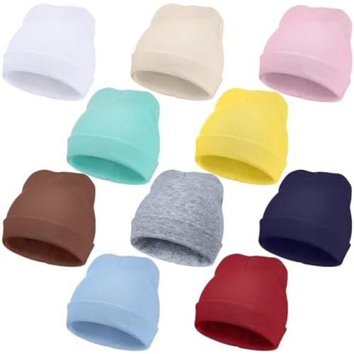 10 Pcs Preemie Hats Cotton Preemie Caps Bows Turban Premature Baby Boys Girls Hospital NICU Hat