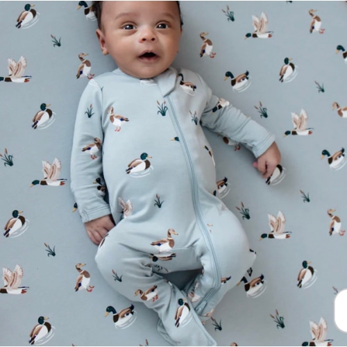 Zippered Footie in Mallard Duck