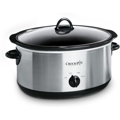 Crock-Pot 7 Quart Oval Manual Slow Cooker, Stainless Steel (SCV700-S-BR), Versatile Cookware for Large Families or Entertaining
