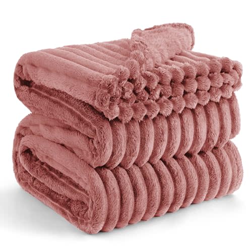 Bedsure GentleSoft Brick Dust Fleece King Blanket for Couch - Super Soft Cozy Blankets for Women, Cute Small Blanket for Girls, 108x90 Inches