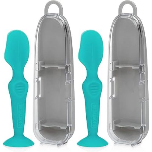 Diaper Rash Cream Applicator with Suction Base and Hygienic Case - Mini Size - Aqua Blue, (Pack of 2)