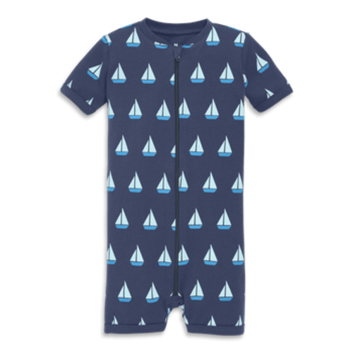Baby Organic Zip Shortie In Set Sail, 0-3M