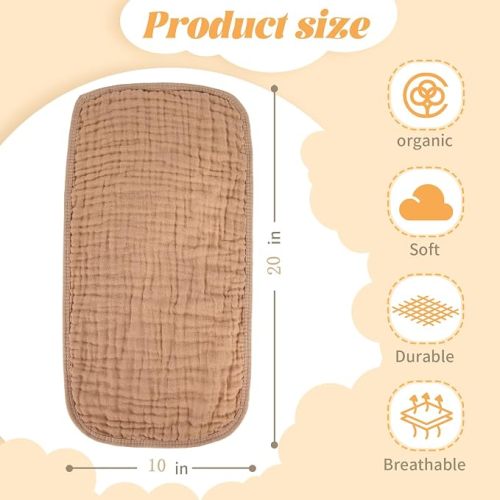 Baby Burp Cloths 100% Cotton Newborn Muslin Burp Cloths 10x20 inches Baby Essentials Pink & Coffee 5pack