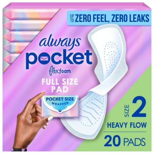 Always Pocket Flexfoam Size 2 Unscented Pads - Heavy - 20ct