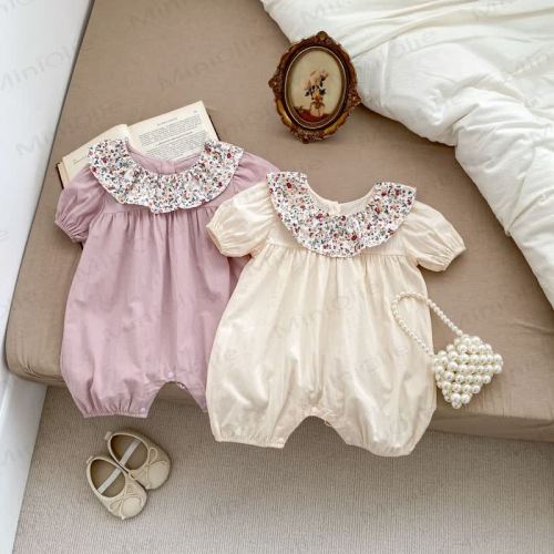 Baby Vintage Floral Peter Pan Collar Romper
