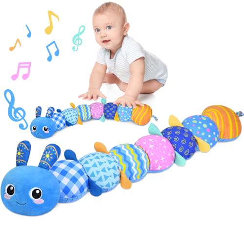 KMUYSL Baby Toys 0-6 6-12 Months, Sensory Music Animal Stuffed Toy for 0 1 2 3 4 5 6+ Months, Plush Toy with Crinkle and Rattles for Infant Newborn, Tummy Time Toys Gifts for 0-3-6-12 Month