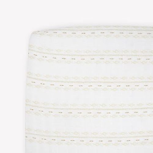 Little Unicorn Premium Crib Sheet | Breathable & Super-Soft Muslin Fabric (Gold Diamond-Stripe)