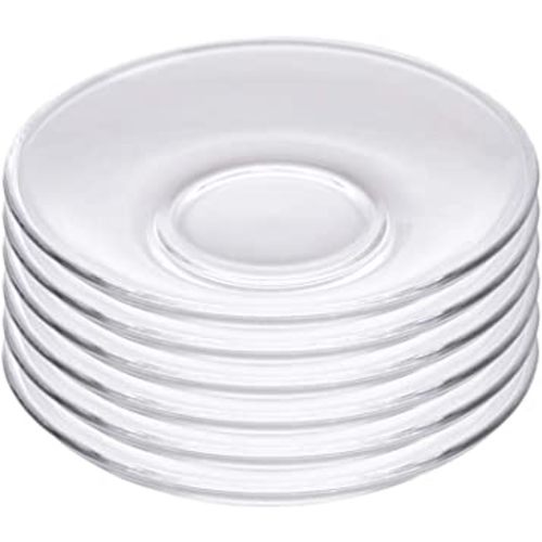 Sizikato 6pcs Clear Glass Snack Plate, Restaurant Dessert Plate, Tea Table Decoration Tea Bag Holder. 5 Inch