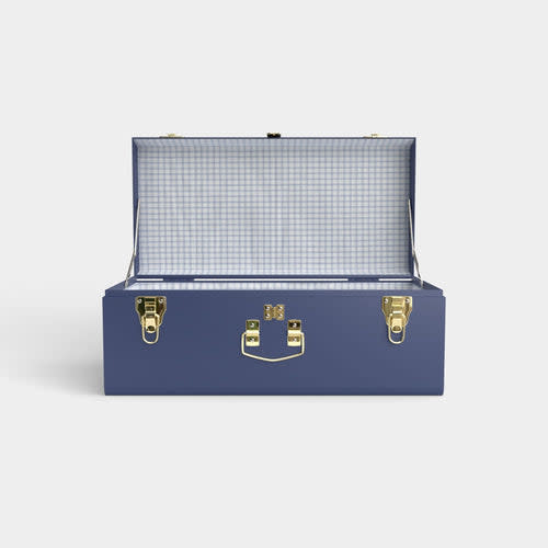 Petite Trunk - Navy - Picnic in Blue / No Embroidery