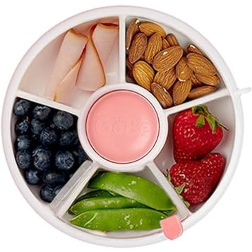 GoBe Kids Original Snack Spinner Bundle with Hand Strap and Sticker Sheet - Reusable Snack Container with 5 Compartment Dispenser and Lid | BPA and PVC Free | Dishwasher Safe | No Spill, Leakproof
