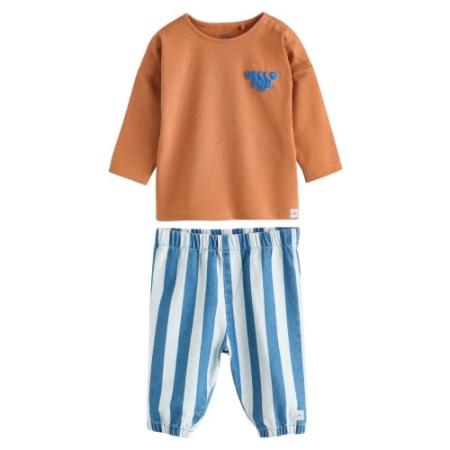 Long Sleeve Graphic T-Shirt & Stripe Jeans Set, 3-6M