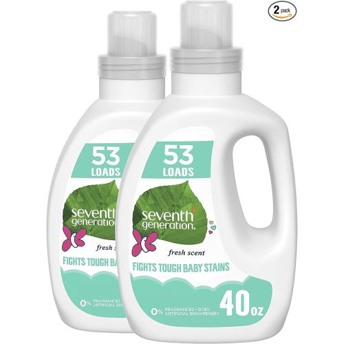 Seventh Generation Concentrated Baby Laundry Detergent, Fresh Scent, 40 Fl Oz, Pack of 2 - 40 Fl Oz (Pack of 2)