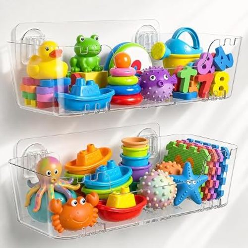 Bath Toy Storage Organizer, 2 Pack Bath Toy Holder with Drain Holes