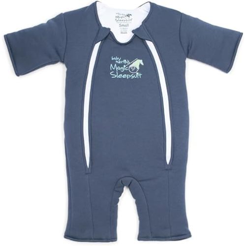 Magic Sleepsuit Baby Merlin's Cotton Baby Swaddle Transition Product - Soft and Cozy Design, Double Zipper for Easy Diaper Changes, Promotes Safe Sleep, 3-6 Months - Navy Blue - Small 12-18lbs