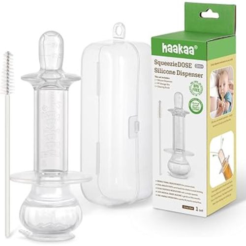 Haakaa SqueezieDOSE Silicone Liquid Dispenser (8ml) – Multi-Purpose Baby Feeding Syringe/Liquid Medicine Dispenser – Accurate Dosing for Kids’ Medication 0 Month +