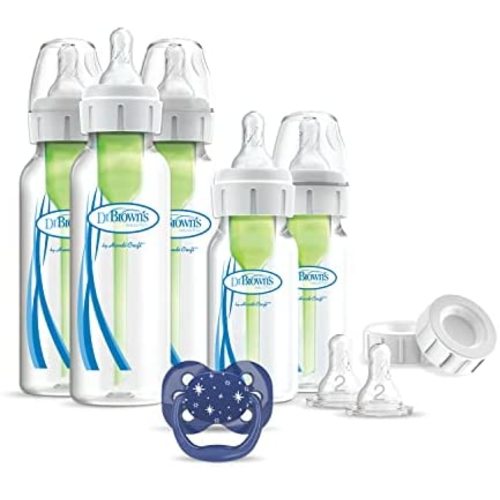 Dr. Brown's Options+ Anti-Colic Baby Bottle Gift Set with 4oz and 8oz Bottles and PreVent Pacifier