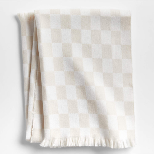 Natural Taupe Checkmate Baby Stroller Blanket by Leanne Ford