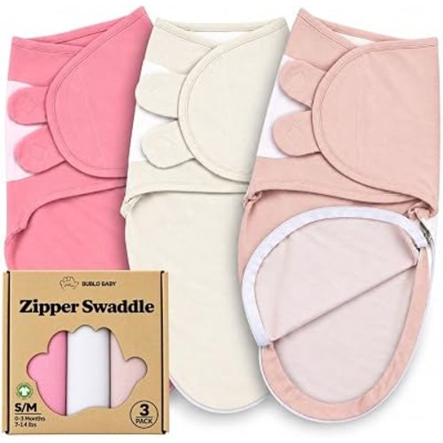 Organic Zipper Swaddle Sleep Sacks – 3-Pack Swaddles for Newborns 0-3 Months, Adjustable & Breathable Infant Sleep Sack, Easy Diaper Change Swaddling Blanket for Baby Girls & Boys