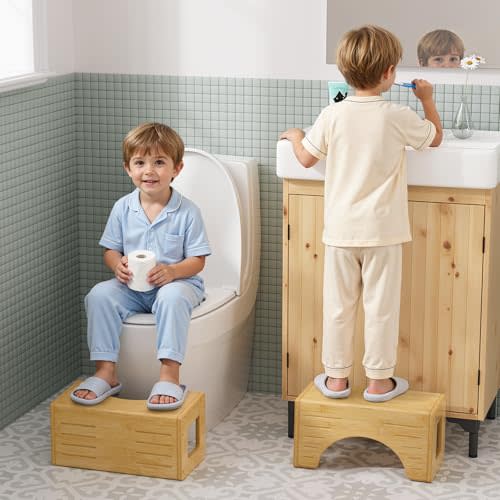 AmazerBath Toilet Stool for Toddler Potty Training, Non-Slip Baby & Kids Potty Step Stool for Bathroom Sink, Kitchen Counter, Bedroom, Closet, 7"