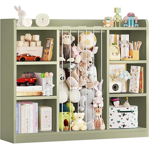2-in-1 Toy & Stuffed Animal Organizer, Kids 6-Cube Storage Shelf with Rounded Corners & Anti-Tip for Playroom Bedroom
