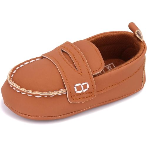 LONSOEN Baby Girls Boys Loafers Prewalker Dress Crib Shoes