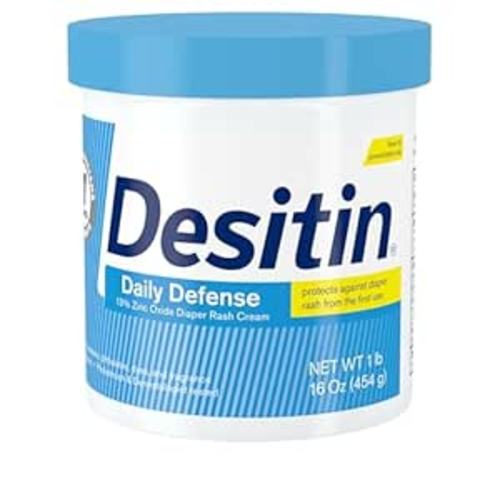 Desitin Daily Defense Baby Diaper Rash Cream with 13% Zinc Oxide, Barrier Cream to Treat, Relieve & Prevent Diaper Rash, Hypoallergenic, Dye-, Phthalate- & Paraben-Free, 16 oz