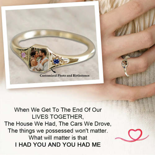 Personalized Upload Photo & Birthstone Ring - HAPPARY