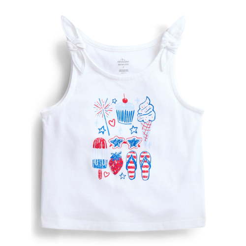 Way To Celebrate Fourth of July Toddler Girls Patriotic Americana Americana Knot Tank Top, Sizes 12M-5T