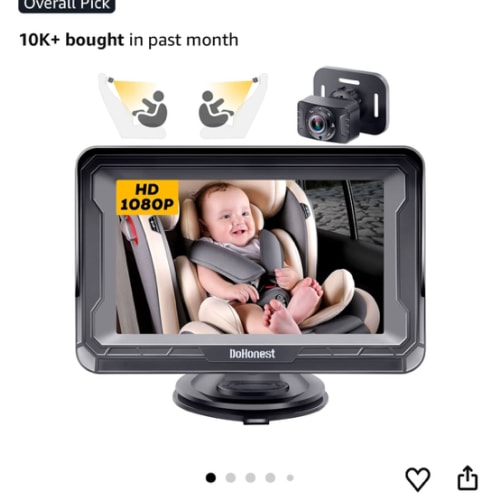 DoHonest Baby Car Camera HD 1080P - Rear-Facing Car Baby Monitor with Night Vision, Adjustable View Angle, Easy Setup, Anti-Glare Display, Safety for Kids & Infants