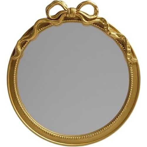 24-Inch Gold Bow Resin Mirror – Perfect Decorative Accent for Nursery and Elegant Baby Room Decor (Gold, 26x24in)