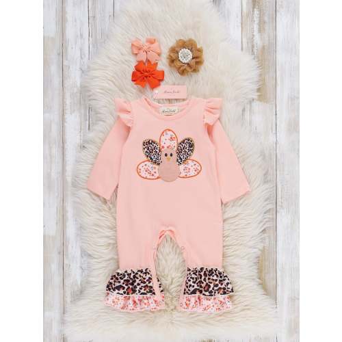 Feathered & Fabulous Ruffle Romper, Size 6-12 Months