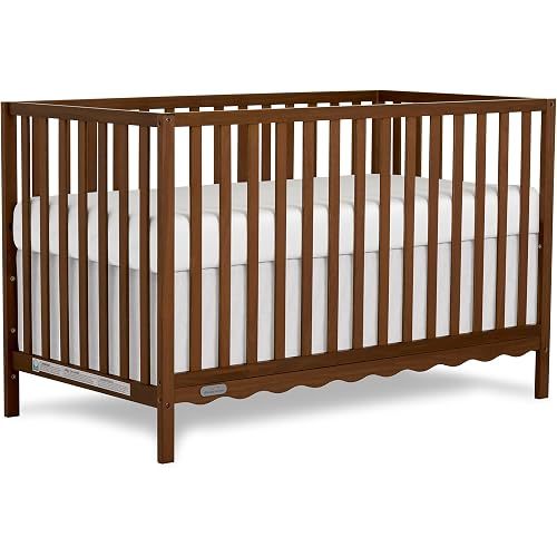 Dream On Me Synergy Wave 5-in-1 Convertible Full Size Baby Crib, Walnut
