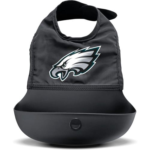 Smilo Silicone Bib - Officially Licensed NFL Fabric & Silicone Baby Bib with Crumb Catcher for Babies and Toddlers