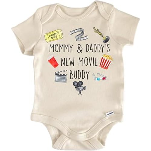 Movie Theater Cinema Buddy Baby Bodysuit – Funny Infant Outfit, Unisex Cotton Baby Clothes, Short Sleeve Bodysuit