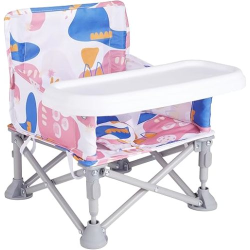 Portable Baby Booster Seat with Tray, Toddler Booster seat for Dining, Camping, Travel, Baby Beach Chair 6 Months to 3 Years Old Indoor Outdoor Use CH2408