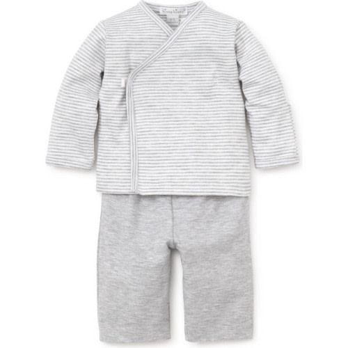 Essentials Striped Cross Tee & Pant Set, Grey - Kissy Kissy | Maisonette