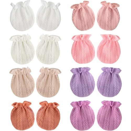 BQUBO Newborn Infant Toddler Mittens No Scratch Cotton Elastic Wrist Gloves Hypoallergenic for 0-6 Months Baby Boys Girls
