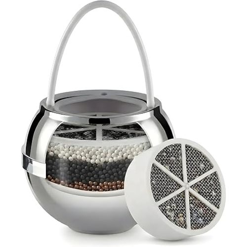 Crystal Quest Bath Ball Filter for Tub Faucet, Bathtub Water Filter, BPA-Free Bathtub Filter, Removes Chlorine, Lead & Impurities, Improves Skin, Hair & Nails, Long Lasting, Fits Most Tubs - Chrome