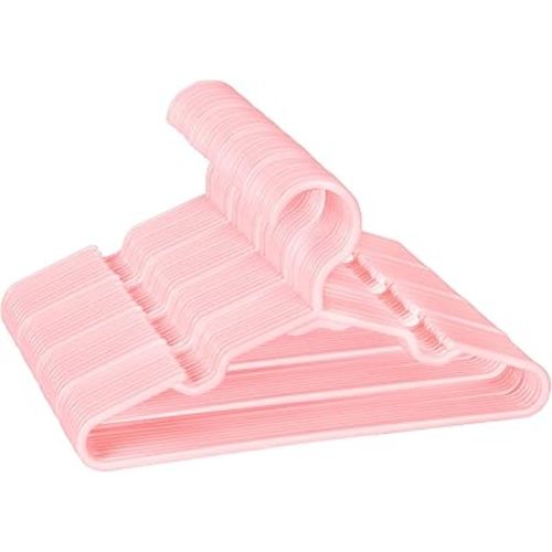 60 Pack Pink Kids Hangers 11.6 Inch - Baby Clothes Hangers for Toddler & Child, Durable Plastic Children's Hangers for Closet, Pants, Coats, Skirts (Non-Slip, Space-Saving)