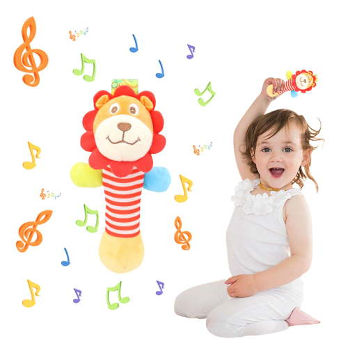 Tarmeek Baby Soft Rattles Shaker Teething for 0-6 Months Newborn,Infant Developmental Hand Grip Baby Cute Stuffed Animal Doll for 6-12 Months Toddlers,Birthday Gifts for Kids