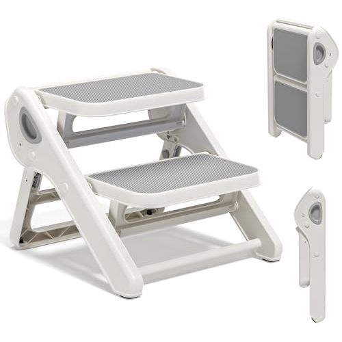 MoreFeel Foldable Toddler Step Stool for Bathroom Sink - 2-Step Kids Stool for Potty Training, Kitchen Counter & Bedroom, Sturdy Non-Slip Child Safety Stool Helper
