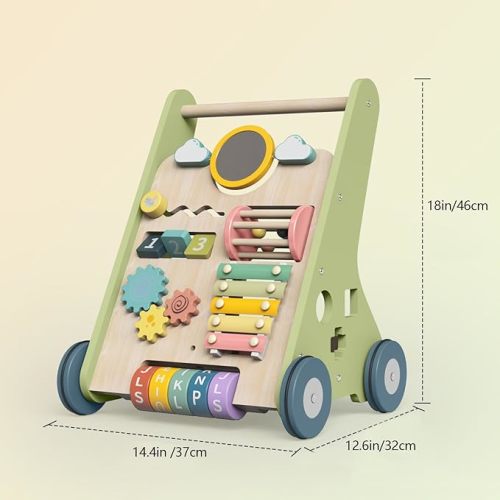 Wooden Baby Walker, Montessori Walker for Babies 12 Months, Push Walking Toys for 1 Year Old Learning to Walk