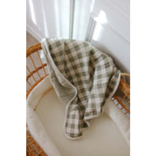 Evergreen Gingham 6 Layer Gauze Blanket