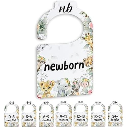 Jungle Animals Baby Closets Organizer, Nursery Closets Dividers for Newborn to 24 Months, Greenery Hangers with Double Size Dividers